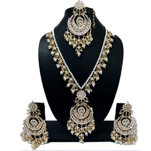 Chandbali Pendant Long Necklace Pearl Decorated