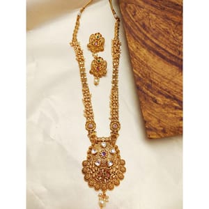 Long Necklace Pearl Decorated Antique Polish Online