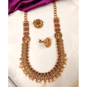 South Indian Bridal Long Necklace Kemp Stoned Online