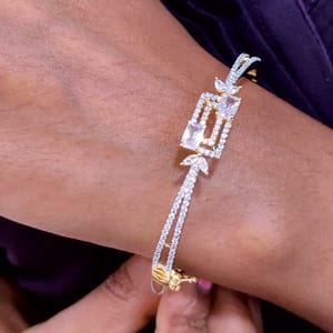 CZ Studded Bracelet In Golden Tone