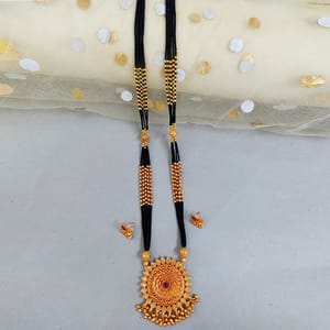 Broad Geru Floral Pendant Long Mangalsutra