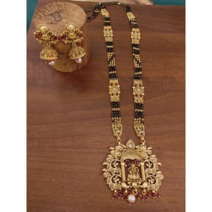 Rajwadi Mangalsutra- Laxmi Decorated Pendant Mangalsutra
