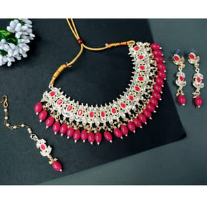 Kundan Short Necklace Beads Decorated