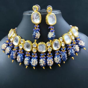 Minakari Kundan Polki Necklace With Earrings