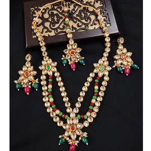 Kundan Necklace Set 3 Layer Multicolour