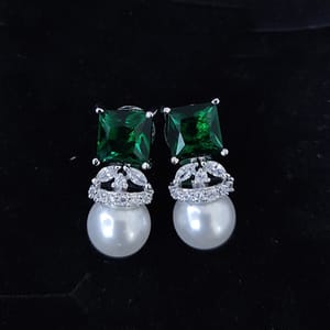 Rhodium Silver Drop Earrings