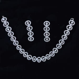 Premium Zircon/AD Necklace Set Oval Designer
