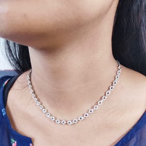 Tiny Rhodium CZ Necklace With Earrings