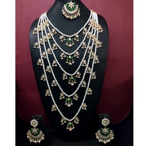Pearl Mala 5 Layer With Chand Pendant