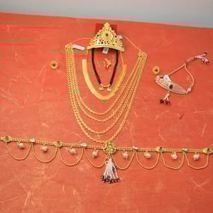 Traditional Beautiful Festive Gold Gauri Ganesh Accessories Combo Set