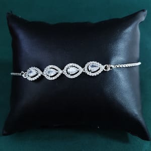 American Diamond Stone Rhodium Bracelet Designer