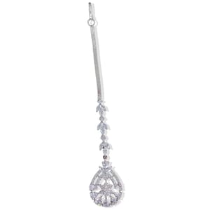 AD Bindi/Maang Tikka In Rhodium Finish