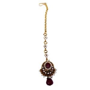 Bindi/Maang Tikka Antique Finish Pearls Decorated