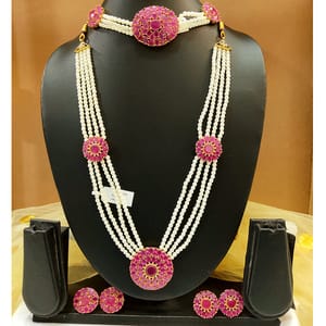 Pearl Short Long Necklace Ruby Pink Pendant Set Online