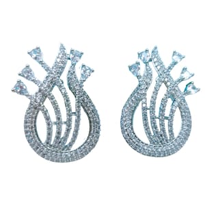 Unique Designer Earrings In Rhodium Toned