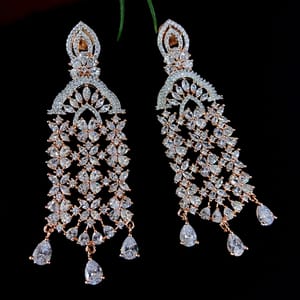 AD Dangler- Bridal Wear Rich Rosegold Earrings