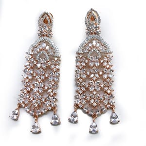 AD Dangler- Bridal Wear Rich Rosegold Earrings