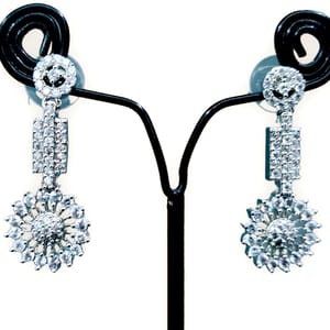 Earrings In Rhodium AD Stones