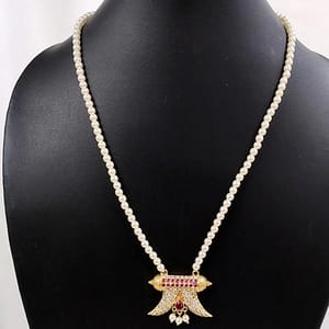 Single Line Pearl Necklace Micro Plated Golden Pendant