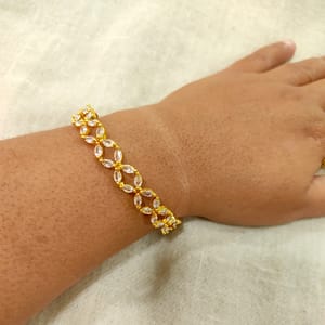 Bangles- White Stone Bangles Golden Toned