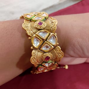 Rajwadi Kada-  Kundan Bridal Broad Openable Kada