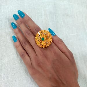 Flower Design Finger Ring In Matte Finish